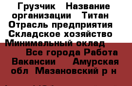 Грузчик › Название организации ­ Титан › Отрасль предприятия ­ Складское хозяйство › Минимальный оклад ­ 15 000 - Все города Работа » Вакансии   . Амурская обл.,Мазановский р-н